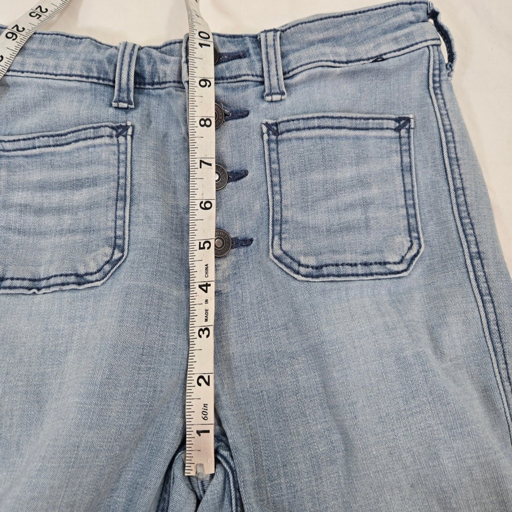 Abercrombie Fitch Flare Jeans Womens 26 High Rise Patch Pocket Button Fly Blue - Picture 9 of 12
